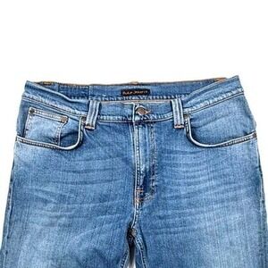 Nudie Jeans Co Thin Finn Summer Sky Slim Tapered Blue Denim Jeans Mens 36x34